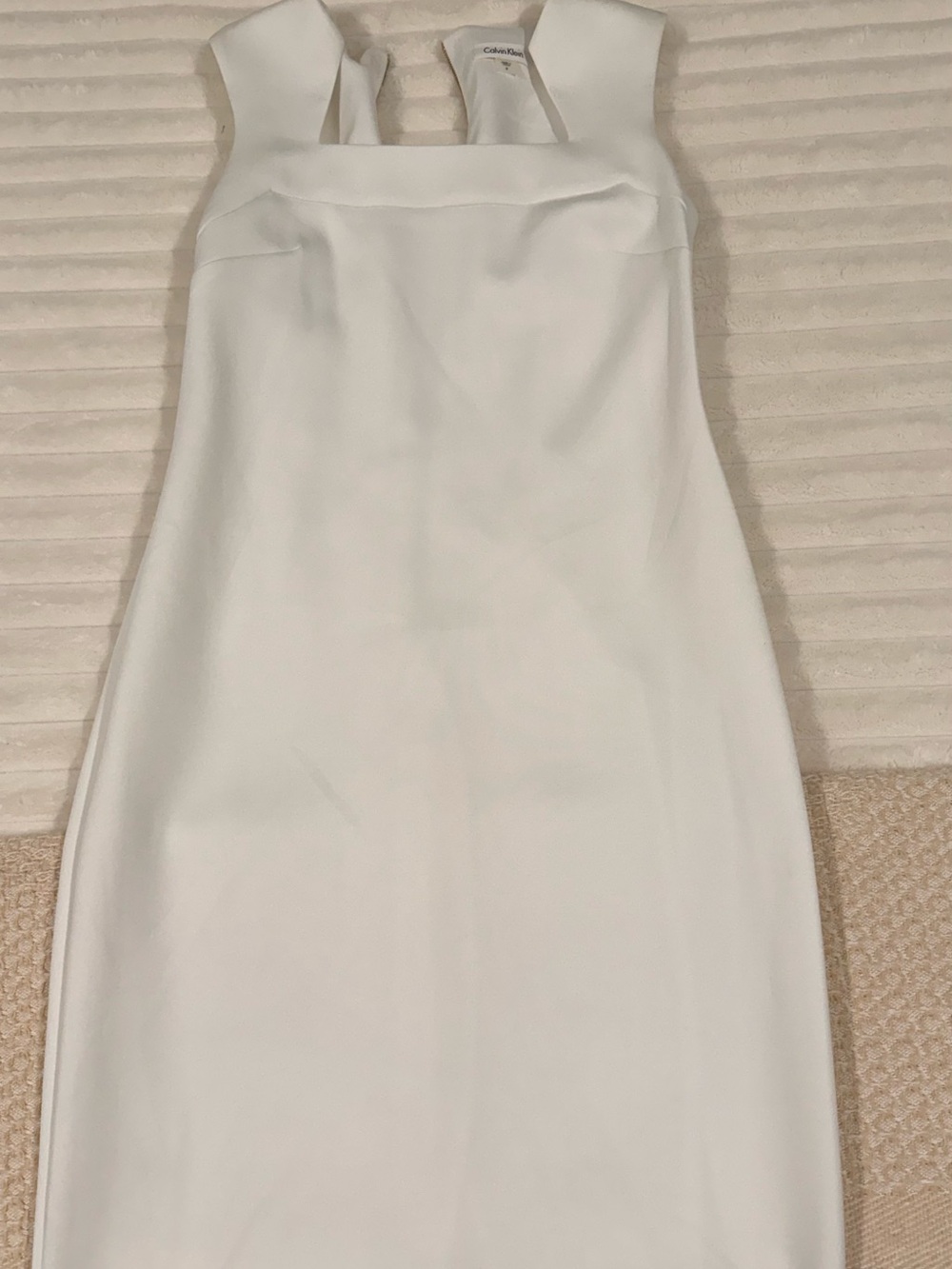 Calvin Klein White Square-Neck Midi Sheath Dress